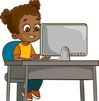 cute kids surfing internet vector