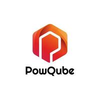 P power qube letter logo design vector