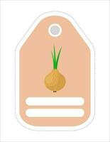 Cute vegetable label. Memo, writing paper.Label with an image of an onion vector