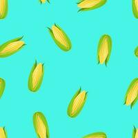 Seamless pattern with corn on a blue background. Pattern with vegetables vector