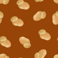 Seamless pattern with potatoes on a brown background. Pattern with vegetables vector