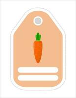 Cute vegetable label. Memo, writing paper.Label with the image of carrots vector