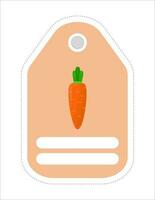 Cute vegetable label. Memo, writing paper.Label with the image of carrots vector