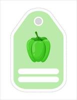 Cute vegetable label. Memo, writing paper.Label with the image of pepper vector