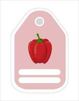 Cute vegetable label. Memo, writing paper.Label with the image of pepper vector