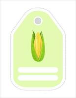 Cute vegetable label. Memo, writing paper.Label with the image of corn vector