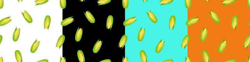 A set of patterns with corn. Pattern with vegetables vector