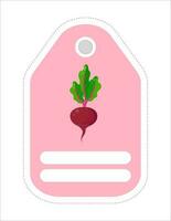 Cute vegetable label. Memo, writing paper.Label with the image of beetroot vector