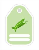 Cute vegetable label. Memo, writing paper.Label with the image of peas vector