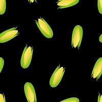 Seamless pattern with corn on a black background. Pattern with vegetables vector