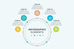 Presentation Business Circle Infographic Template with Five Elements. Vector illustration.