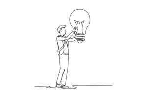 Single one line drawing concept of finding brilliant ideas. Continuous line draw design graphic vector illustration.