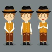 Austrian Character with Various Expression vector