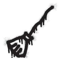 Magic flying broom graffiti with black spray paint vector