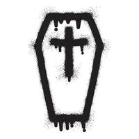 Coffin icon graffiti with black spray paint vector