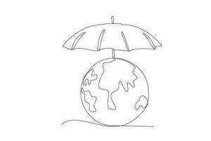 An umbrella protects the ozone layer vector