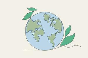 Colorful illustration of earth and some leaves around it vector