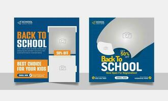 Back to school admission social media post banner educational square flyer study abroad web banner design template vector