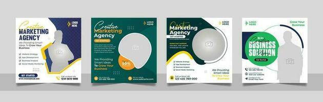 Social Media Digital Marketing Post, Corporate Business Promotion Agency Webinar Banner Square Flyer Template Set. vector