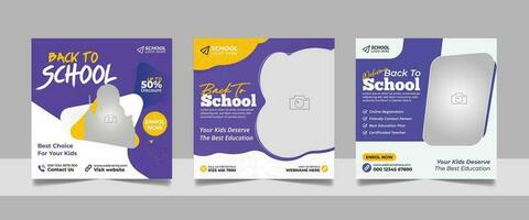 Back to school admission social media post banner educational square flyer study abroad web banner design template vector