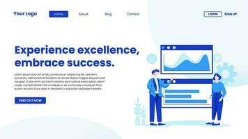 Landing page company business template in flat design vector illustration concept