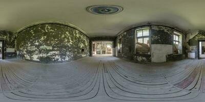 360 hdri panorama inside empty abandoned concrete room or old building in seamless spherical in equirectangular projection, ready AR VR virtual reality content photo