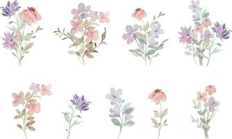 Watercolor wildflower element and bouquet collection for background, wedding, fabric, textile, greeting, card, wallpaper, banner, sticker, decoration etc. vector