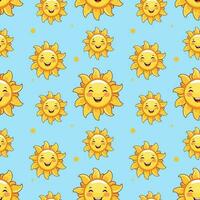 Seamless pattern background with childish sun. Vector Illustration