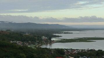 view of the lake and mountains photo