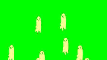 Cartoon White Ghost Flaying Halloween Green Screen video