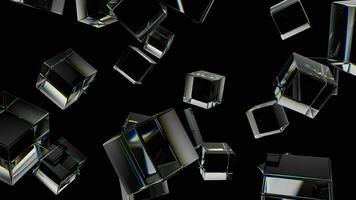dinâmico vidro cubos rotativo Câmera movimento corporativo conceito, abstrato fundo futurista estilo video