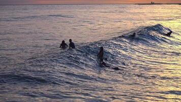 Surfen im Spanien, Sitges Stadt, Sonnenuntergang video
