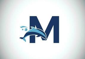 inicial alfabeto con un delfín logo diseño. agua animal icono. fuente emblema. moderno vector logotipo para negocio y empresa identidad.