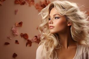 portrait of beautiful woman on different colors background photo