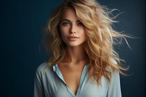 portrait of beautiful woman on different colors background photo
