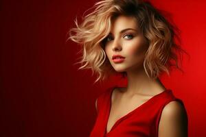 Ai generated portrait of beautiful woman on different colors background photo