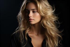 portrait of beautiful woman on different colors background photo