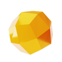3d elemento astratto poligono palla d'oro geometrico forma. realistico lucido lusso modello decorativo design illustrazione. minimalista luminosa volumetrico modello isolato trasparente png