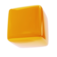 3d quadra objeto dourado cubo abstrato geométrico forma. realista lustroso ouro luxo modelo decorativo Projeto ilustração. minimalista brilhante elemento brincar isolado transparente png