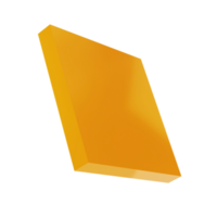 3d metal rectangle abstract geometric shape golden podium. Realistic glossy gold template decorative design illustration. Minimalist bright rectangle mockup isolated transparent png