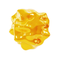 3d forme abstrait d'or liquide avec sphérique élément. réaliste illustration de fluide substance. branché bannière ou affiche conception. futuriste Contexte isolé transparent png