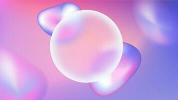 Glassmorphism abstract gradient background with glass frame and blob shape. Liquid purple bubble with glossy overlay circle element. Creative banner layout. Smooth dynamic futuristic illustration. vector