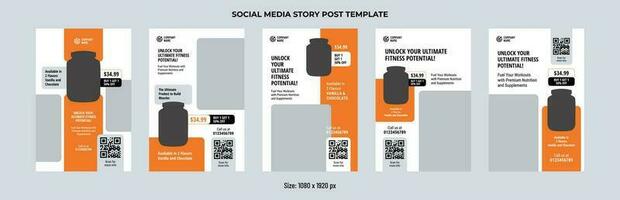 Gym and Bodybuilding Supplement Products Social Media Pin Template vector