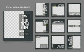 social media template banner house architecture service promotion vector