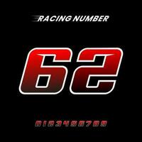 Racing Number 62 Design Vector Template