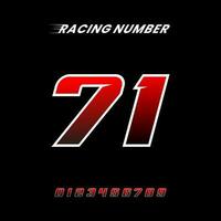 Racing Number 71 Design Vector Template