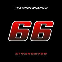 Racing Number 66 Design Vector Template