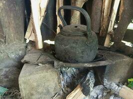 the atmosphere in a hut near the rice fields in a place in Indonesia photo