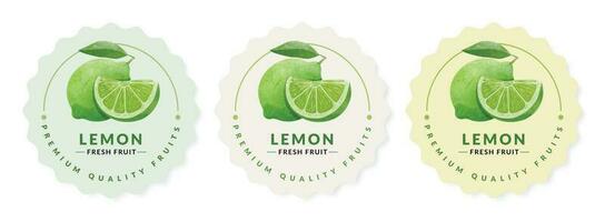 Lemon packaging design templates, watercolour style vector illustration.