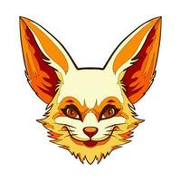 Cute muzzle fennec fox. Portrait of a orange desert fennec fox. Animal head. Vector illustration.